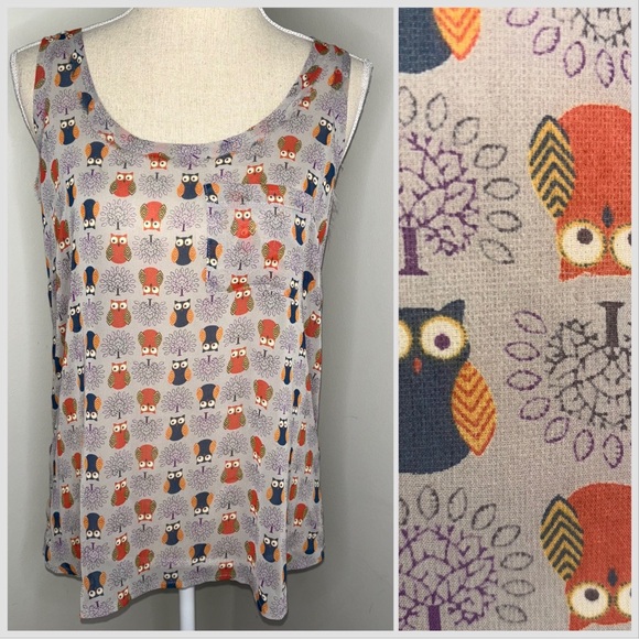 Urban Outfitters sheer owl print tank top sleeveless size Medium - Picture 1 of 10